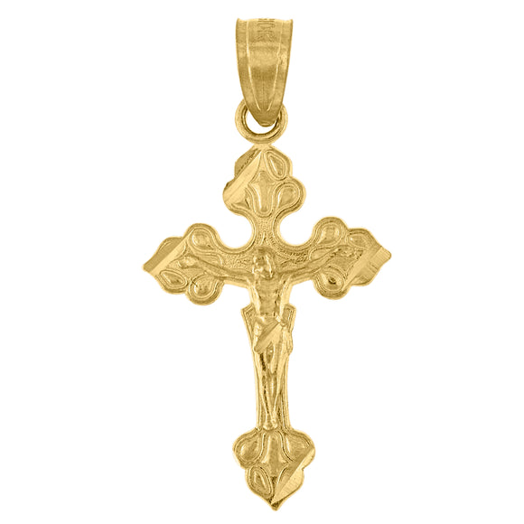 10kt Yellow Gold Unisex Crucifix Cross Religious Charm Pendant