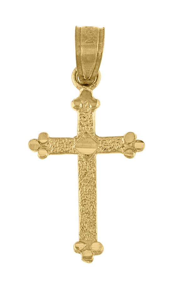 10kt Yellow Gold Diamond-cut Womens Cross Ht:23.2mm x W:10.9mm Religious Charm Pendant