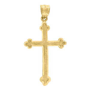 10kt Yellow Gold Unisex Budded Cross Religious Charm Pendant