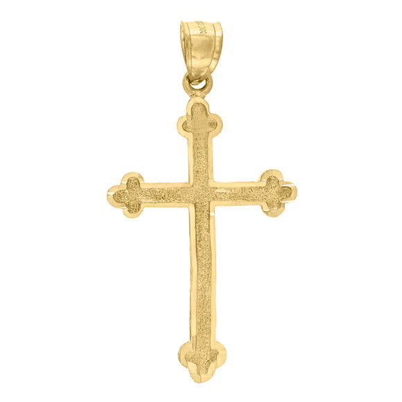 10kt Yellow Gold Unisex Budded Cross Religious Charm Pendant