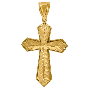 10kt Yellow Gold Unisex Diamond-Cut Passion Cross Religious Charm Pendant