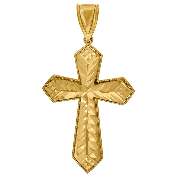 10kt Yellow Gold Unisex Diamond-Cut Passion Cross Religious Charm Pendant