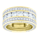925 Sterling Silver Yellow-Tone Womens Cubic-Zirconia 3 Row Wedding Band Ring Size 9