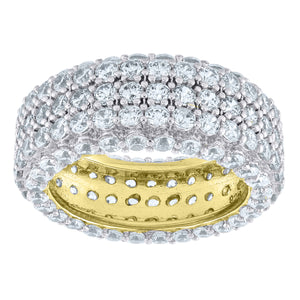 925 Sterling Silver Yellow-Tone Womens Cubic-Zirconia Fashion Wedding Band Ring Size 7