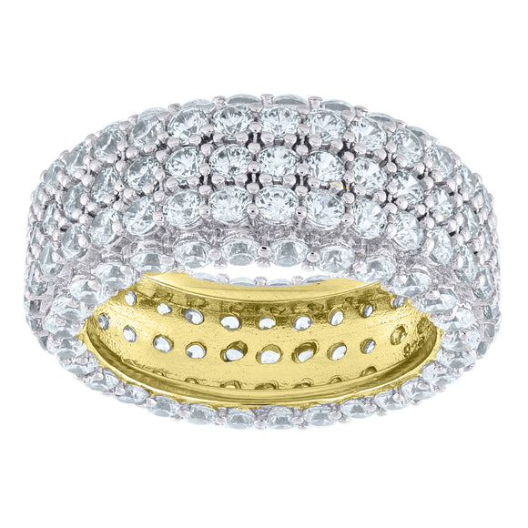 925 Sterling Silver Yellow-Tone Womens Cubic-Zirconia Fashion Wedding Band Ring Size 7