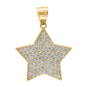 10kt Yellow Gold Mens Cubic Zirconia Cubic-zirconia Star Religious Charm Pendant