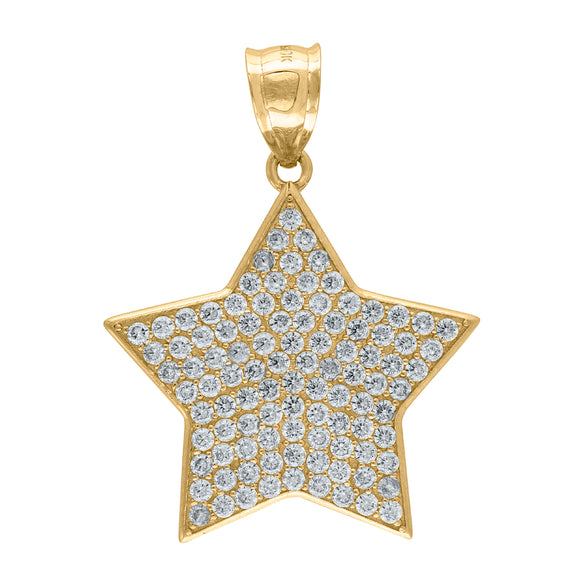 10kt Yellow Gold Mens Cubic Zirconia Cubic-zirconia Star Religious Charm Pendant