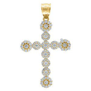 10kt Yellow Gold Mens Women Cubic Zirconia Cubic-zirconia Cross Religious Charm Pendant