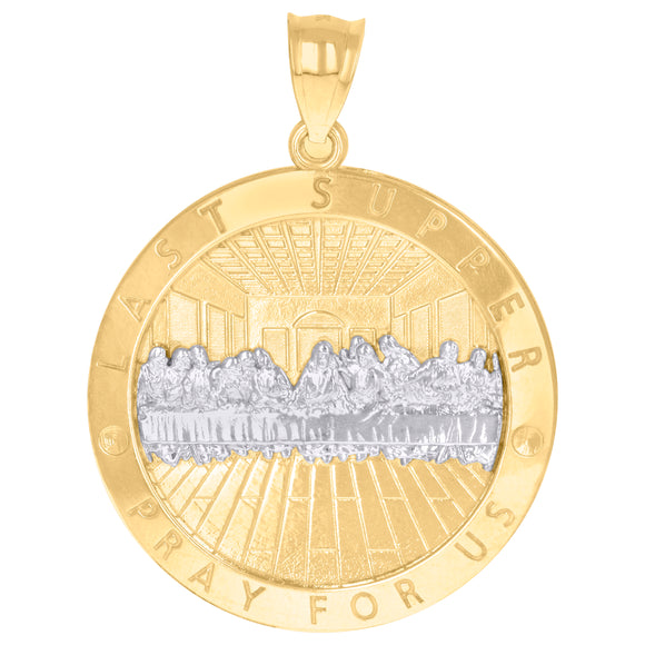 10KT Two-Tone Gold Mens Last Supper Last Supper Pray For Us Religious Charm Pendant