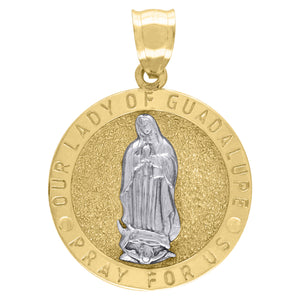 10kt Two-tone Gold Mens Lady Of Guadalupe Pray For Us Religious Charm Pendant