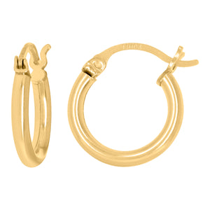 10kt Yellow Gold Womens Ultra Light Round Tube 2mmx15mm Hinged Hoops Huggies
