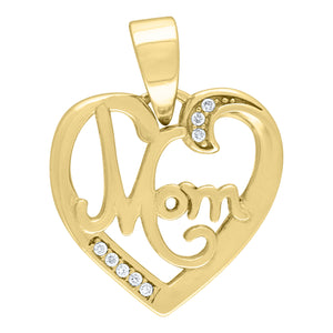925 Sterling Silver Womens Cubic Zirconia Mom Heart Talking Charm Pendant