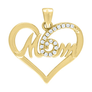 925 Sterling Silver Womens Cubic Zirconia Mom Heart Talking Charm Pendant