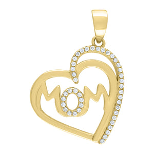 925 Sterling Silver Womens Cubic Zirconia Mom Heart Talking Charm Pendant