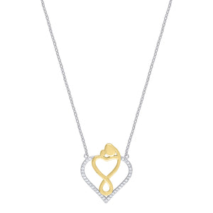 925 Sterling Silver Yellow-Tone Women Cubic Zirconia Rolo Link Mom Mother Child Necklace