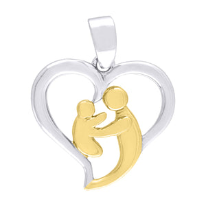 925 Sterling Silver Yellow-Tone Womens Heart Charm Pendant