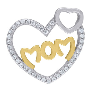 925 Sterling Silver Womens Cubic Zirconia Mom Heart Talking Charm Pendant