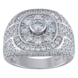 925 Sterling Silver Mens Cubic Zirconia Presidential Ring Size 9