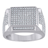925 Sterling Silver Mens Cubic Zirconia Square Top Cluster Ring Size 8