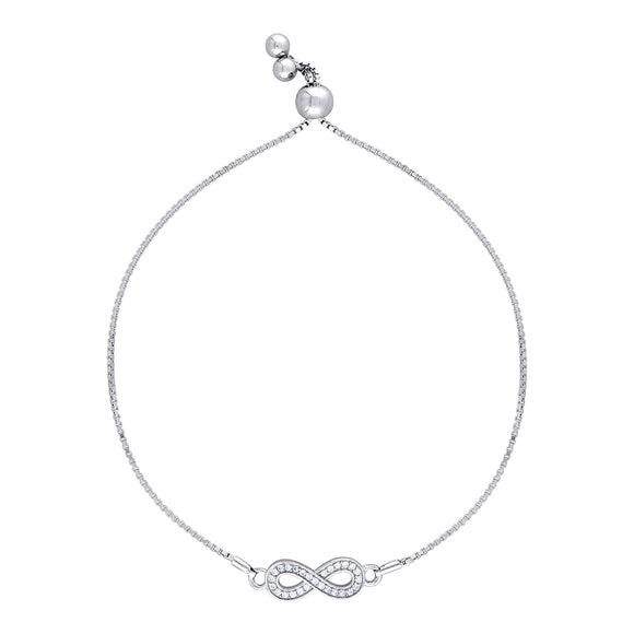 925 Sterling Silver Women Cubic Zirconia Box Chain Infinity Bracelet