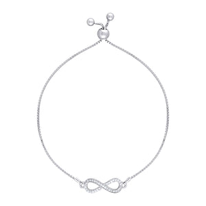 925 Sterling Silver Women Cubic Zirconia Box Chain Infinity Bracelet