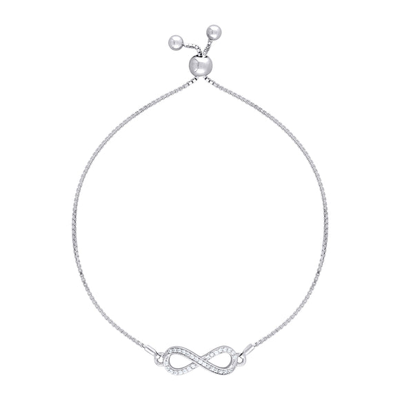 925 Sterling Silver Women Cubic Zirconia Box Chain Infinity Bracelet