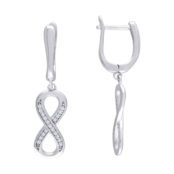 925 Sterling Silver Womens Love & Hearts Infinity Dangler Earrings