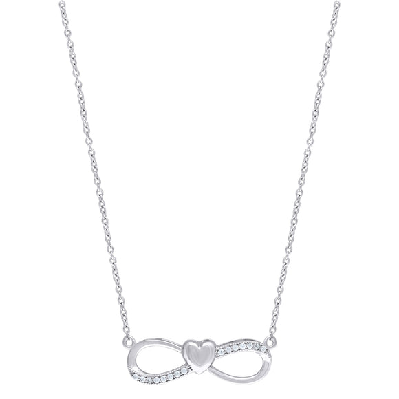 925 Sterling Silver Women Cubic Zirconia Rolo Link Infinity Necklace