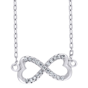 925 Sterling Silver Women Cubic Zirconia Rolo Link Infinity Necklace