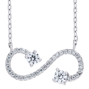 925 Sterling Silver Women Cubic Zirconia Rolo Link Infinity Necklace