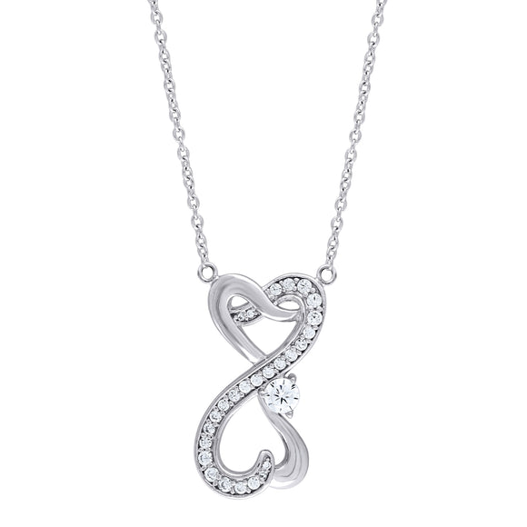 925 Sterling Silver Women Cubic Zirconia Rolo Link Infinity Necklace