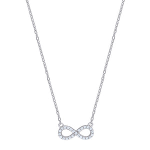 925 Sterling Silver Women Cubic Zirconia Rolo Link Infinity Necklace