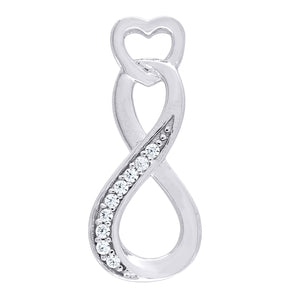 925 Sterling Silver Womens CZ Infinity Heart Charm Pendant