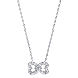 925 Sterling Silver Women Cubic Zirconia Rolo Link Infinity Necklace