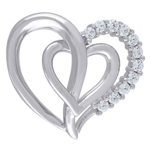 925 Sterling Silver Womens CZ Intertwined Heart Charm Pendant