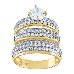 10kt Two-tone Gold Womens Cubic Zirconia Trio Ring Set