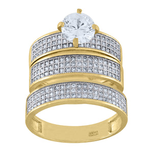 10kt Two-tone Gold Womens Cubic Zirconia Trio Ring Set