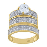 10kt Two-tone Gold Womens Cubic Zirconia Trio Ring Set