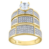 10kt Two-tone Gold Womens Cubic Zirconia Trio Ring Set