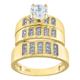 10kt Two-tone Gold Womens Cubic Zirconia DC Trio Ring Set