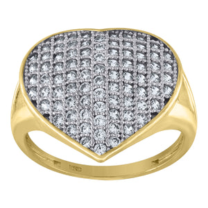 10kt Two-tone Gold Womens Cubic Zirconia Heart Engagement Ring