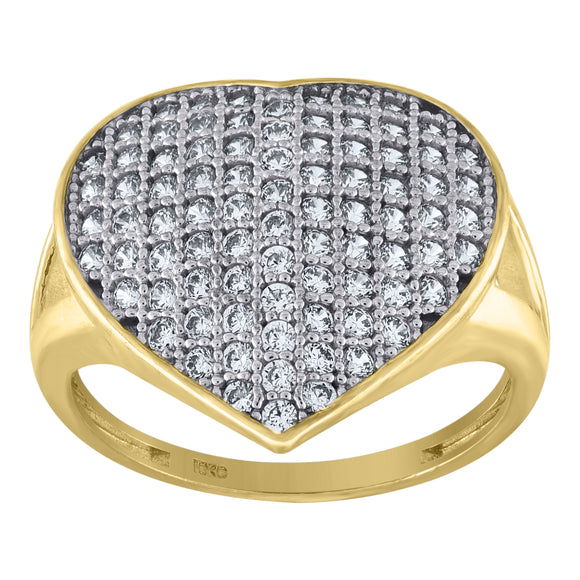 10kt Two-tone Gold Womens Cubic Zirconia Heart Engagement Ring