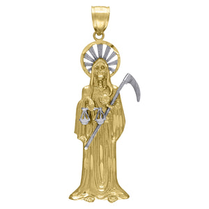 10Kt Two-Tone Gold Mens Death Angel/Grim Reaper Religious Charm Pendant 