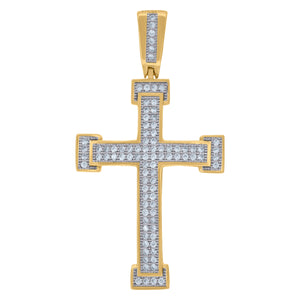 925 Sterling Silver Yellow-tone Unisex CZ Cross Religious Charm Pendant
