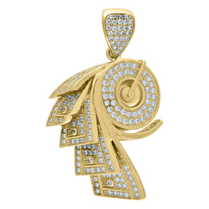 10kt Yellow Gold Mens Cubic Zirconia Money Roll Fashion Charm Pendant