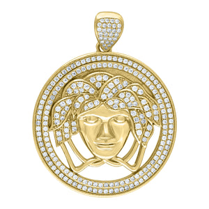 10kt Yellow Gold Mens Cubic Zirconia Versace Egyptian Charm Pendant