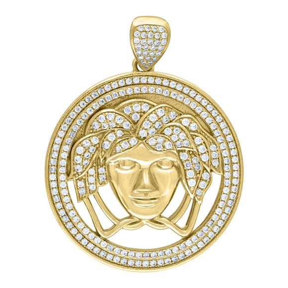 10kt Yellow Gold Mens Cubic Zirconia Versace Egyptian Charm Pendant