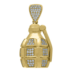 10kt Yellow Gold Mens Cubic Zirconia Hand Grenade Charm Pendant