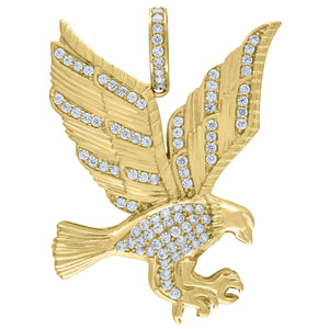 10KT Yellow Gold Mens Cubic Zirconia Eagle Bird Charm Pendant