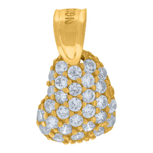 10kt Yellow Gold Womens Cubic Zirconia Heart Charm Pendant